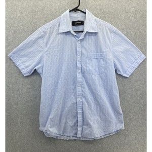 J. Campbell Los Angeles Short Sleeve Shirt Button Down Blue Textured Cotton
